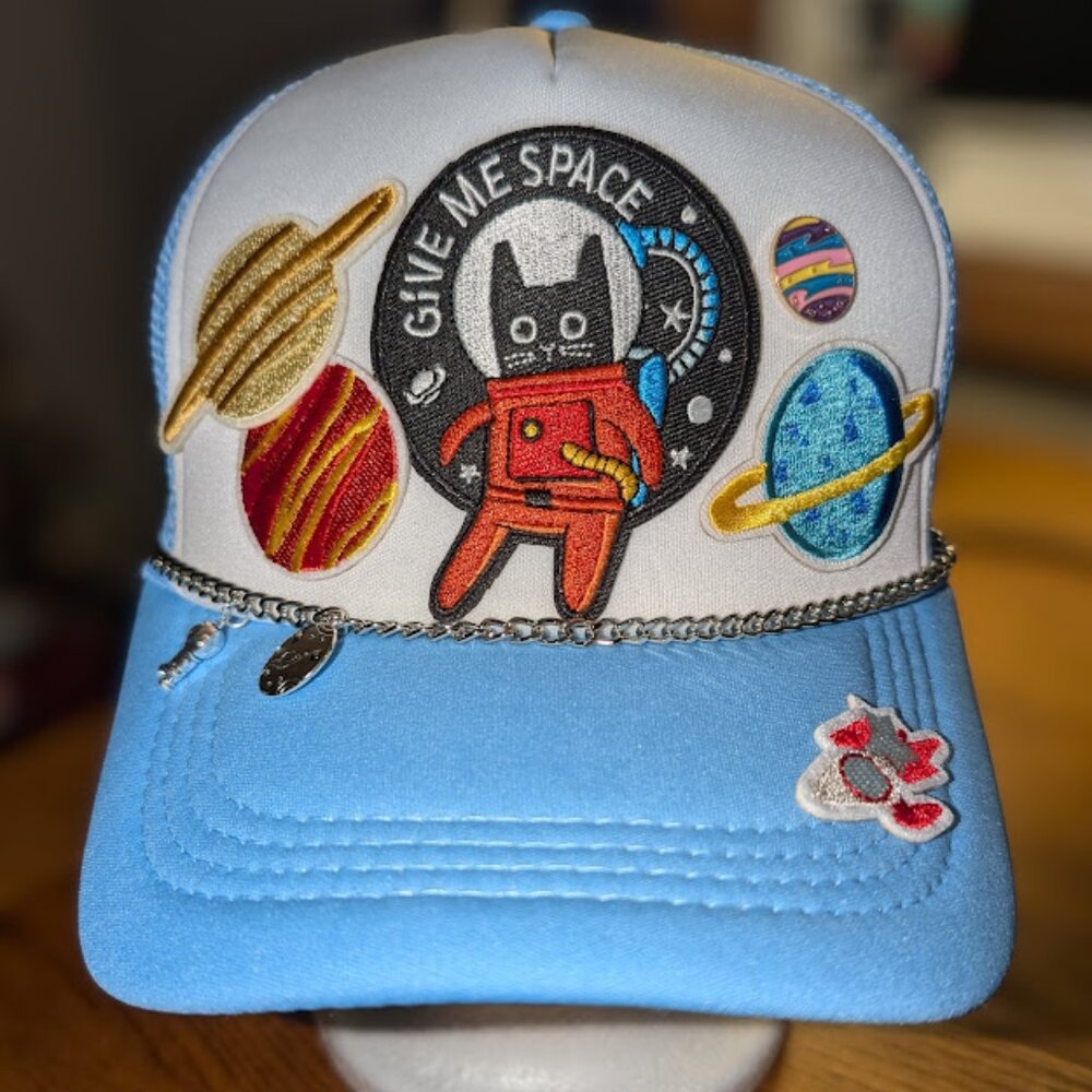 Trucker hat with iron on patch